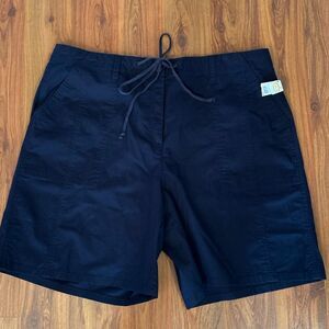 NWT Talbots navy blue classic stretch cotton Lyra shorts size 14